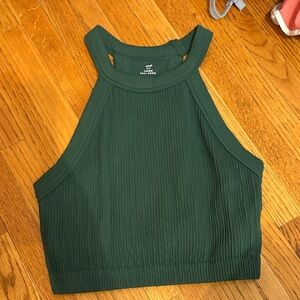 Aerie Topshop Forest Green Ribbed Crop Top